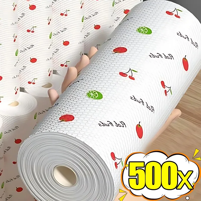 가정용 주방 냄비 접시 오일 프리 클리너 물티슈, 내마모성 걸레, 일회용 수건, 청소용 천, 롤 당 500 개, 50 개