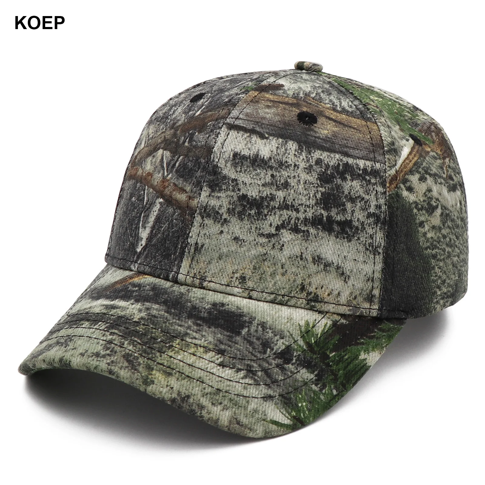 Casquette baseball camouflage KOEP KBMO7 pour pêche outdoor - Design feuilles de roseaux