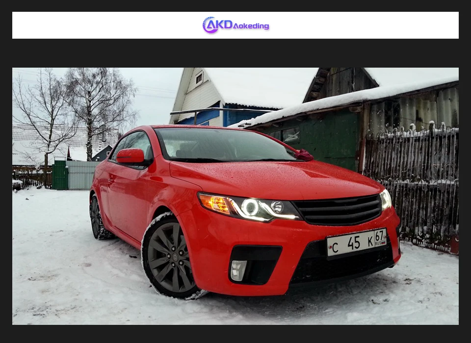 AKD Head Lamp for Kia Forte LED Headlight 2009-2015 Headlights Kia Forte DRL Turn Signal High Beam Angel Eye Projector