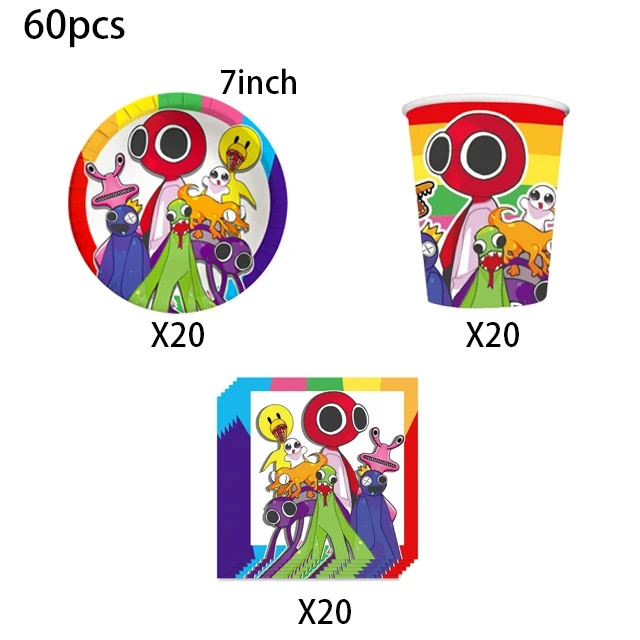 Description Picture 5 of itemRainbow Friends Table Decoration And Accessories Disposable Birthday Party Decorations Tablecloth Backdrop for Kids Baby Shower