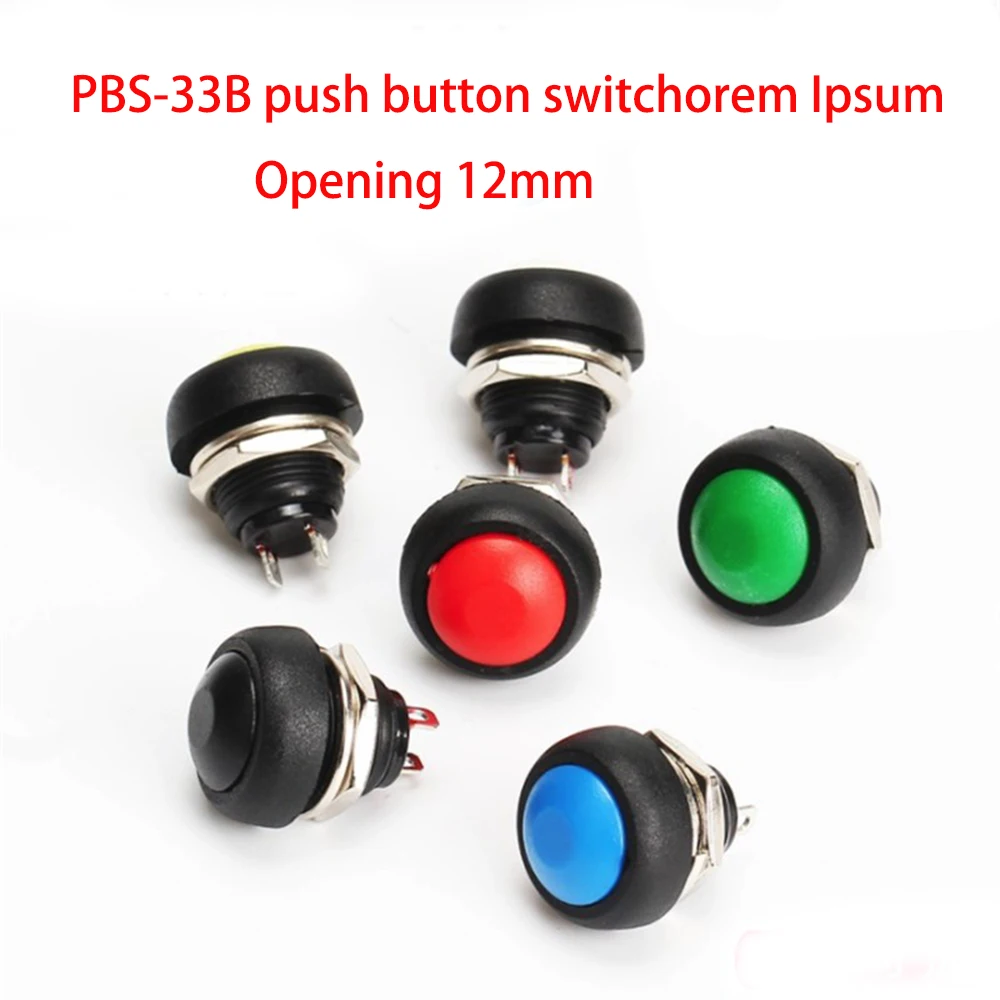 1Pcs 2Pin Mini Switch 12mm 1A waterproof switch pbs33b 12v momentary