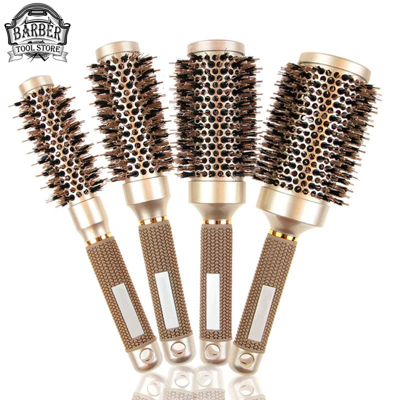 1 Set Salon Hair Brush Curling Iron Round Hair Brushes Hairstylist Styling Cylinder Comb Professionalhairdressing Accessories 7pcs set art paint brushes set round