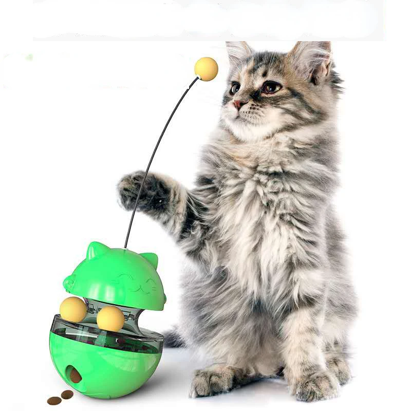 

Interactive Cat Tumbler Toy Treat Food Dispenser Toys with Rolling Balls Funny Cat Slow Feeder IQ Training Ball for Kitty Kitten