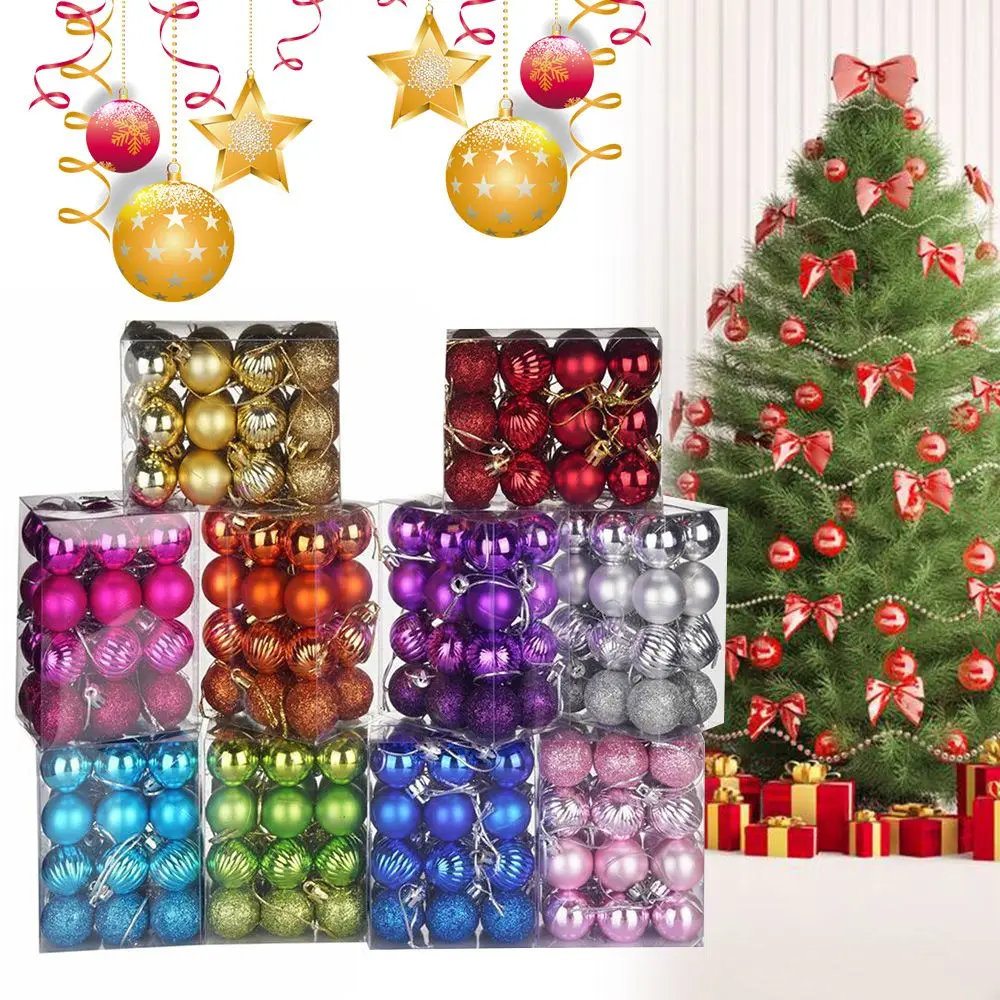 Christmas Tree Balls 24Pcs/Box 30mm Small Bauble Hanging Home Party Ornament Decor Xmas Small Bauble New Year Supplies