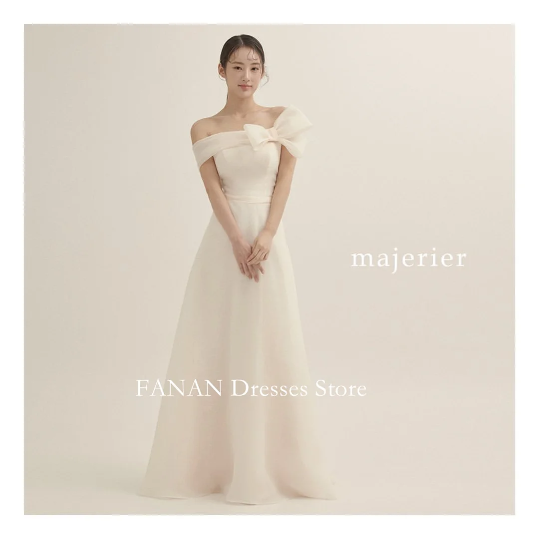 

FANAN Off Shoulder Korea Ivory A-Line Wedding Dresses 웨딩드레스 Organza Short Sleeves Custom Made Pretty Bride Gowns Plus Size