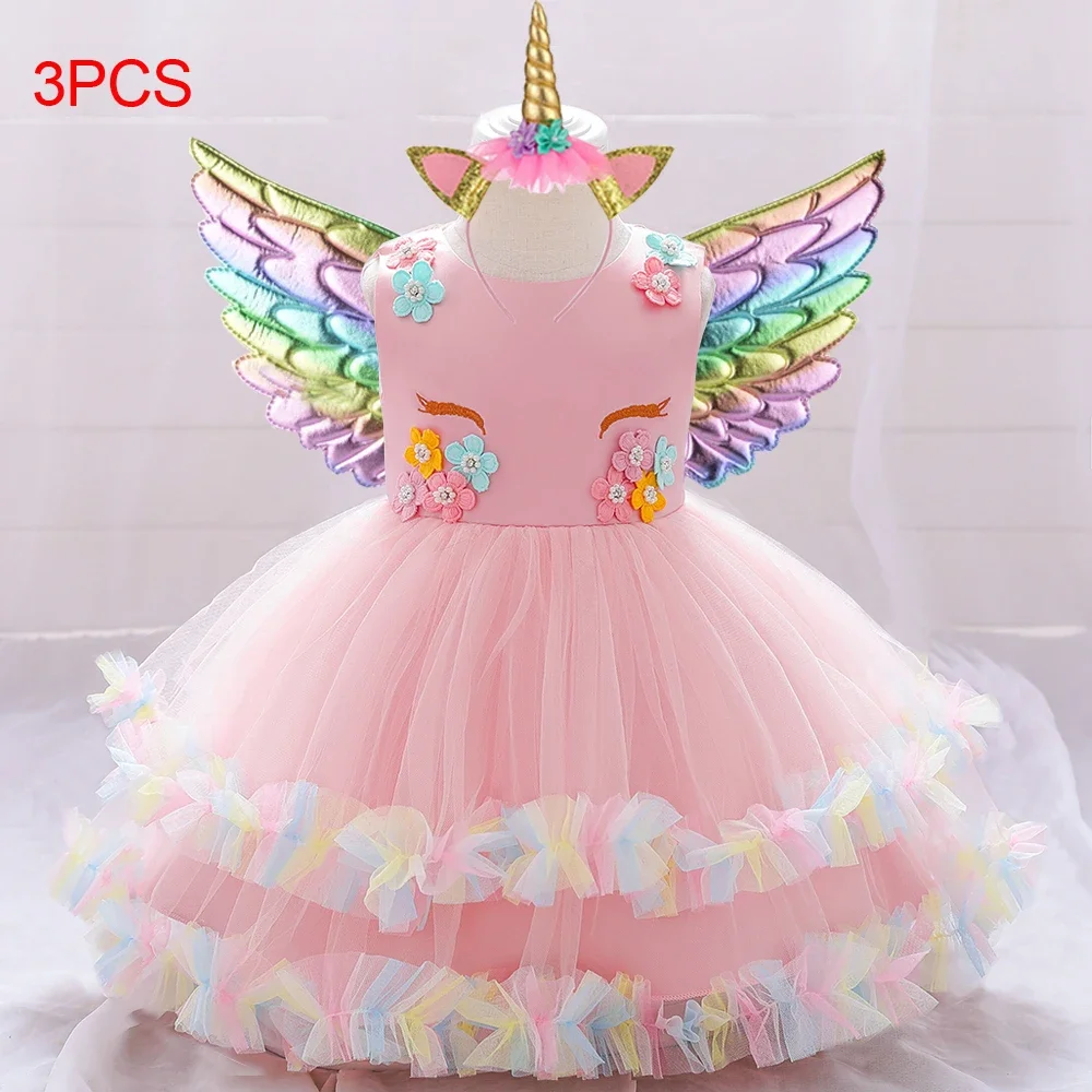 

Kids Cosplay Unicorn Dress For Girls Children Princess Costume Appliques Tutu Baby Girl Birthday Party Dresses Toddler Clothes