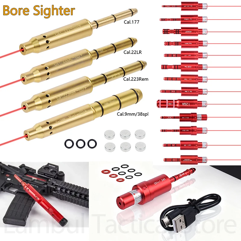 Laser Training Bullet Red Dot Bore Sight 22LR 9mm 12GA 7.62x39 40S&W 30-30 .25 .27 .177 7mm 223rem Airsoft Dry Fire Snap Caps