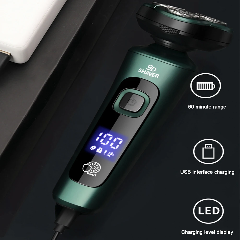 Men Rechargeable Shaver USB Charging Smart Razor with Digital Display Face Beard Trimmer Shaving Face Beard Razor Car Home