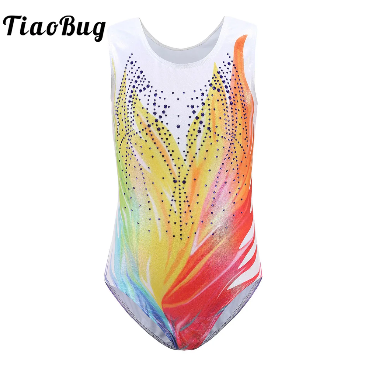 

Girls Ballet Leotard Sparkling Rhinestone Sleeveless Dance Workout Bodysuit Stage Performance Practice Dance Wear