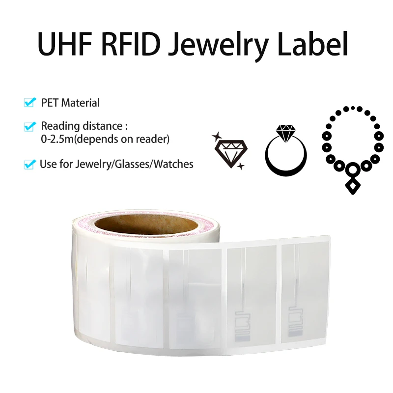 1000pcs 860-960Mhz UHF RFID Tag Passive 4m Read Range PET Material RFID Jewelry Label for Jewelry Management