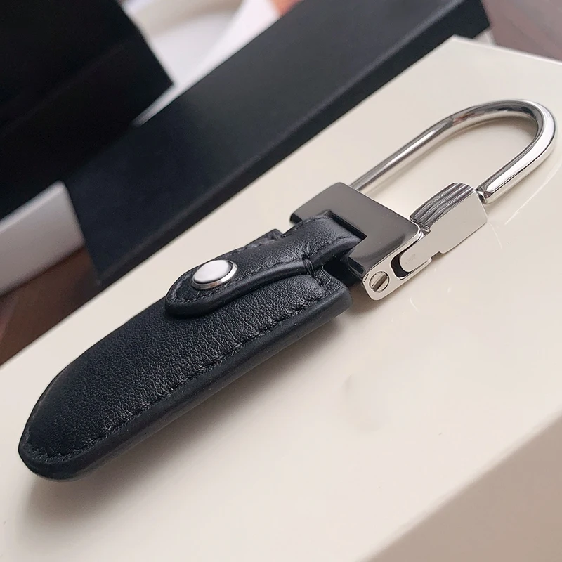 LJ2 Luxury MB Keychain Leather Stainless Steel Ring Classic Gift For Men