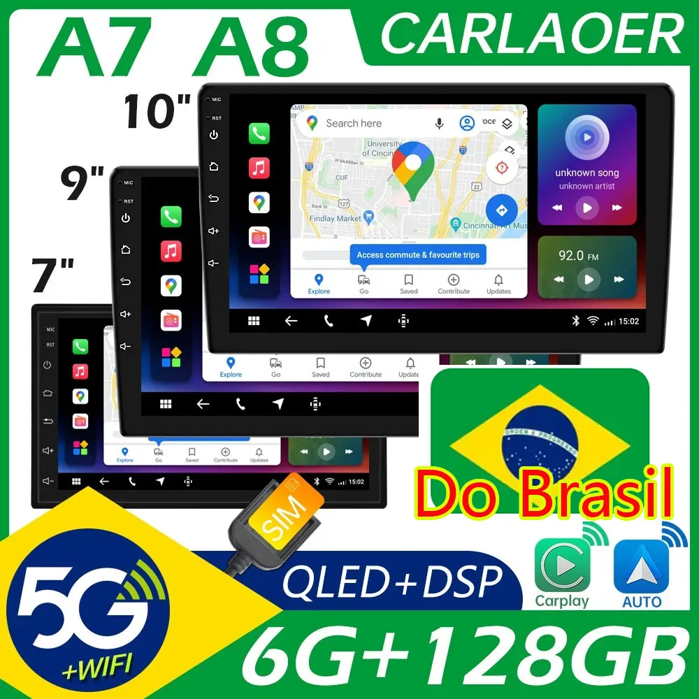 7 9 10 인치 A8 A7 자동차 자동 CarPlay 안드로이드 라디오 멀티미디어 스테레오 플레이어 도요타 닛산 혼다 폭스 바겐 스바루 레이더 포드