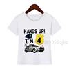 Numbers 1-10 Police Car Birthday Printed T-Shirt Kids Police Car Birthday Boy T-Shirt Gift Set Custom Name Numbers 3