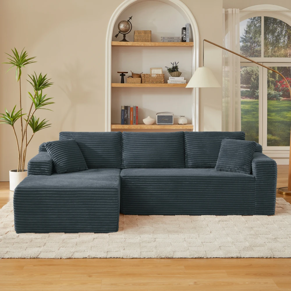 L-förmiges Modulares Ecksofa 3-Sitzer Memory-Schaum Wolkensofa mit Übergroßer Chaiselongue für Wohnzimmer – Detail 28