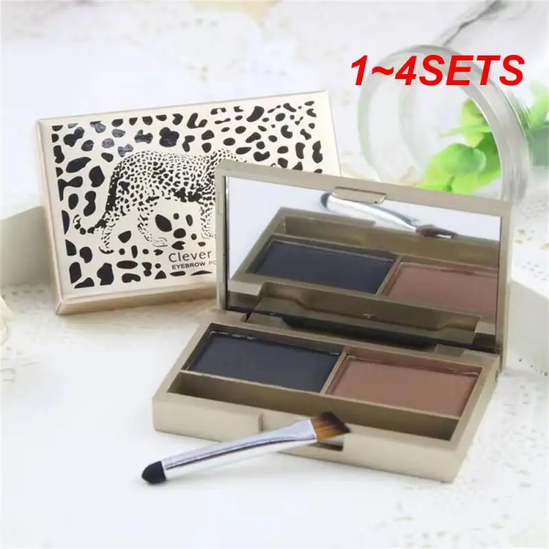 

1~4SETS Matte Eyebrow Powder Easy To Color Eyebrow Powder Leopard Shining Waterproof Eyebrow Powder Double Color Eyebrow Powder