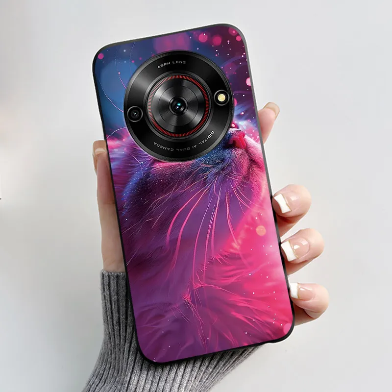 Aesthetic Cute Cat Fashion Shockproof Black Matte Soft TPU Phone Case