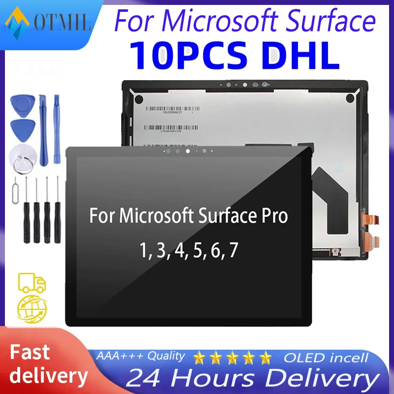 

Free DHL 10PCS For Microsoft Surface Pro 1 3 4 5 6 7 LCD Display Touch Screen Digitizer Assembly 1886 1807 1796 1724 16311514