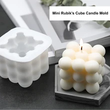 3D Bubble Cube Ball Silicone Candle Mould Soy Wax Essential Oil Aromatherapy Candle Material Wax Diy Soap Molds Gifts Home Decor