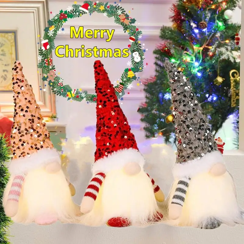 

3/1PC LED Christmas Decoration Sequins Illuminated Rudolph Doll Brings Good Luck To The Family Glowing Faceless Doll Ornaments