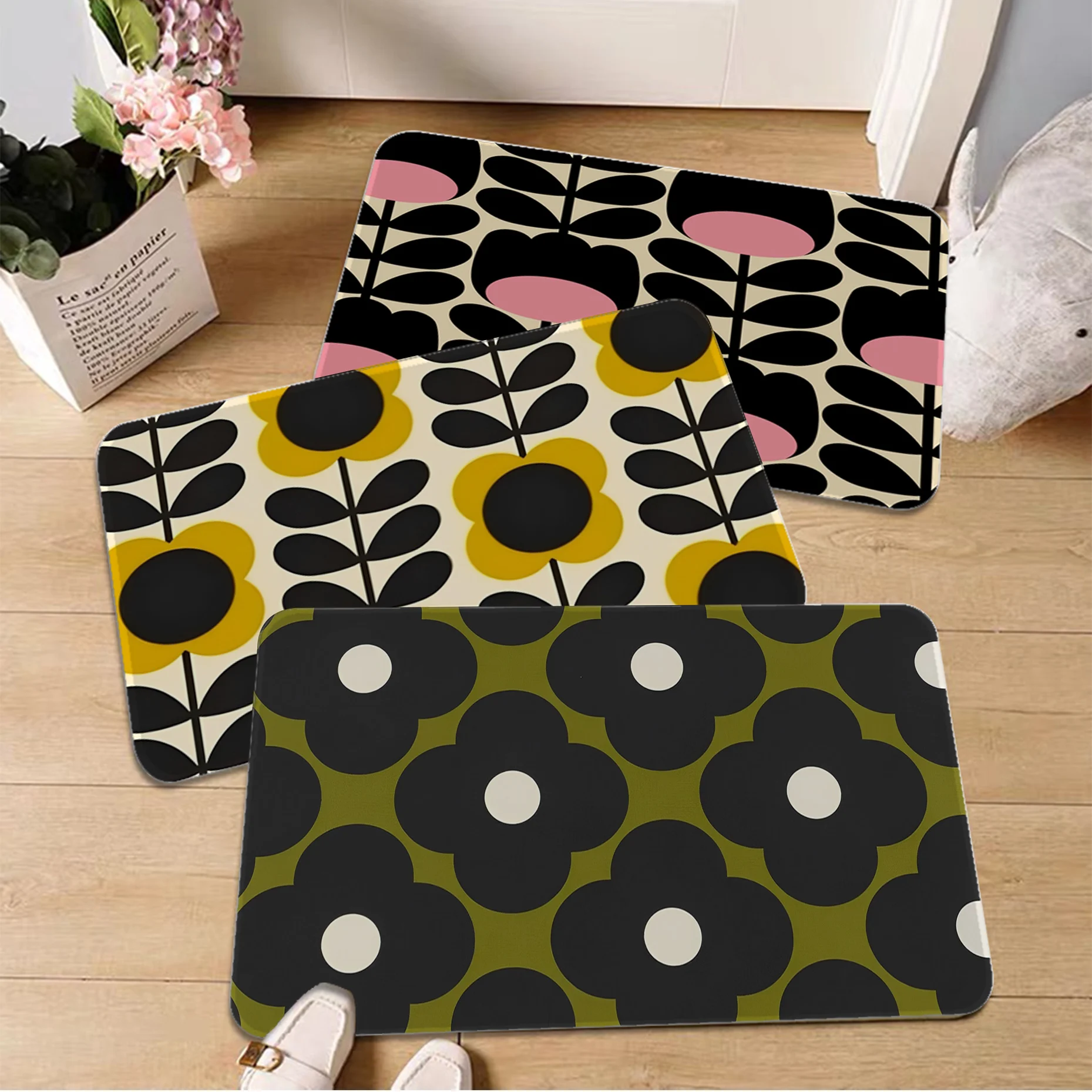 

Orla Kiely Leaf Flower Floor Mat Bath Mat Nordic Style Home Doormat Bathroom-Toilet Mats Bedroom Welcome Doormat