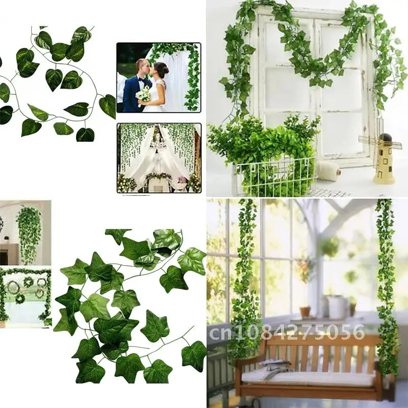 

Artificial Hanging Plants Vine Silk Fake Ivy Leaves for Wall Green Garland Decoration Home Decor Party Vines 240cm Leaf Liana