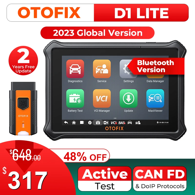 Фото Автомобильный OBD2 сканер OTOFIX D1 Lite, 2-летнее обновление, двунаправленное управление, все системы, диагностический сканер FCA SGW CAN FD & DoIP №1