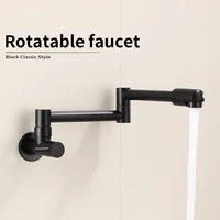 Black Wall Mounted Faucet Single Cold Water Tap 360 Rotating Spout Washing Faucet Folding Neck Bathroom Kitchen Tap 2