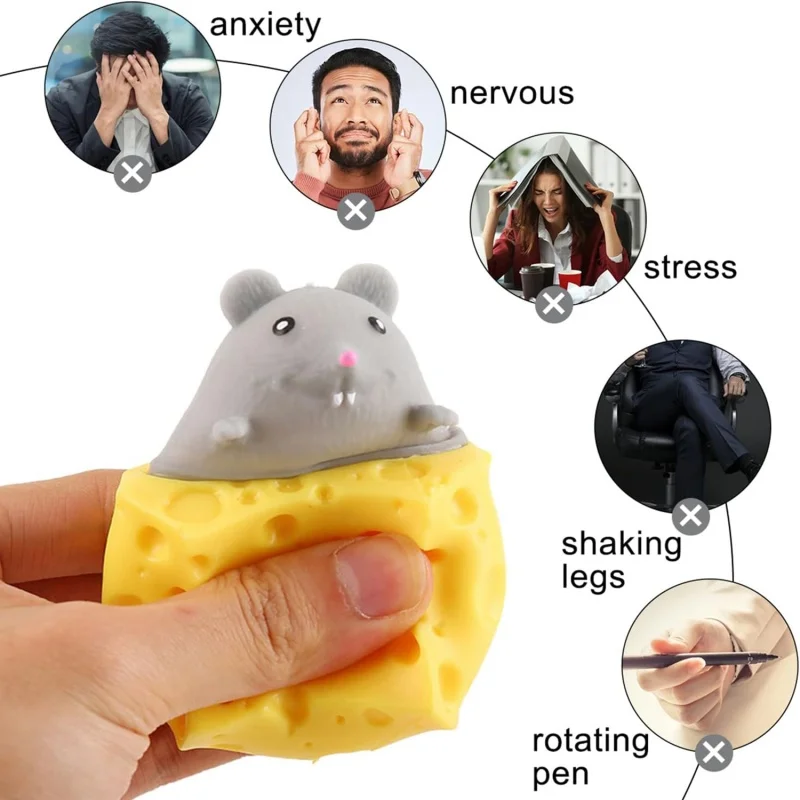 Pop Up Funny Mouse And Cheese Block Squeeze Anti Stress Toy Hide And Seek Figures Stress Relief Fidget Toys For Kids Adults Image 5