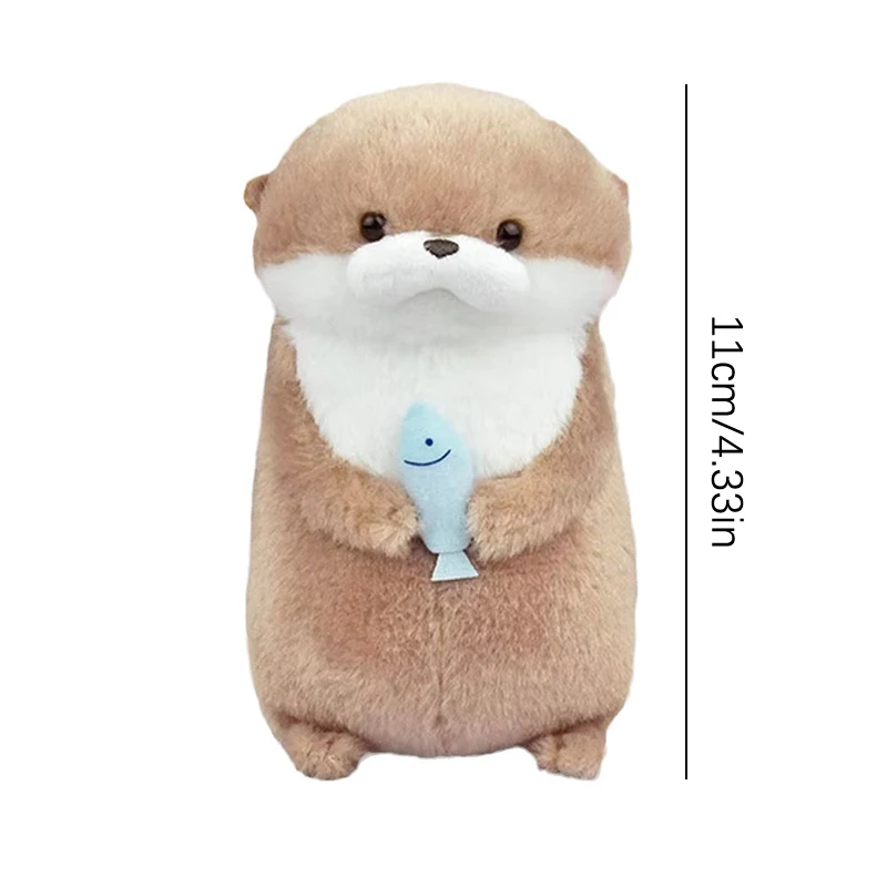 Plush Keychain Cute Otters Holding Fish Plush Keyrings Lightweight Hanging Pendant Props School Bag Key Wallet
