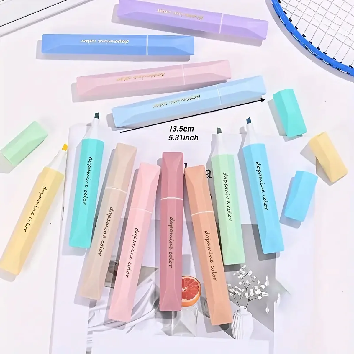 Quadrilateral Highlighter pens-Vibrant Random Colors, Smear-Proof Markers for Students & Office Use 12pcs highlighter pen