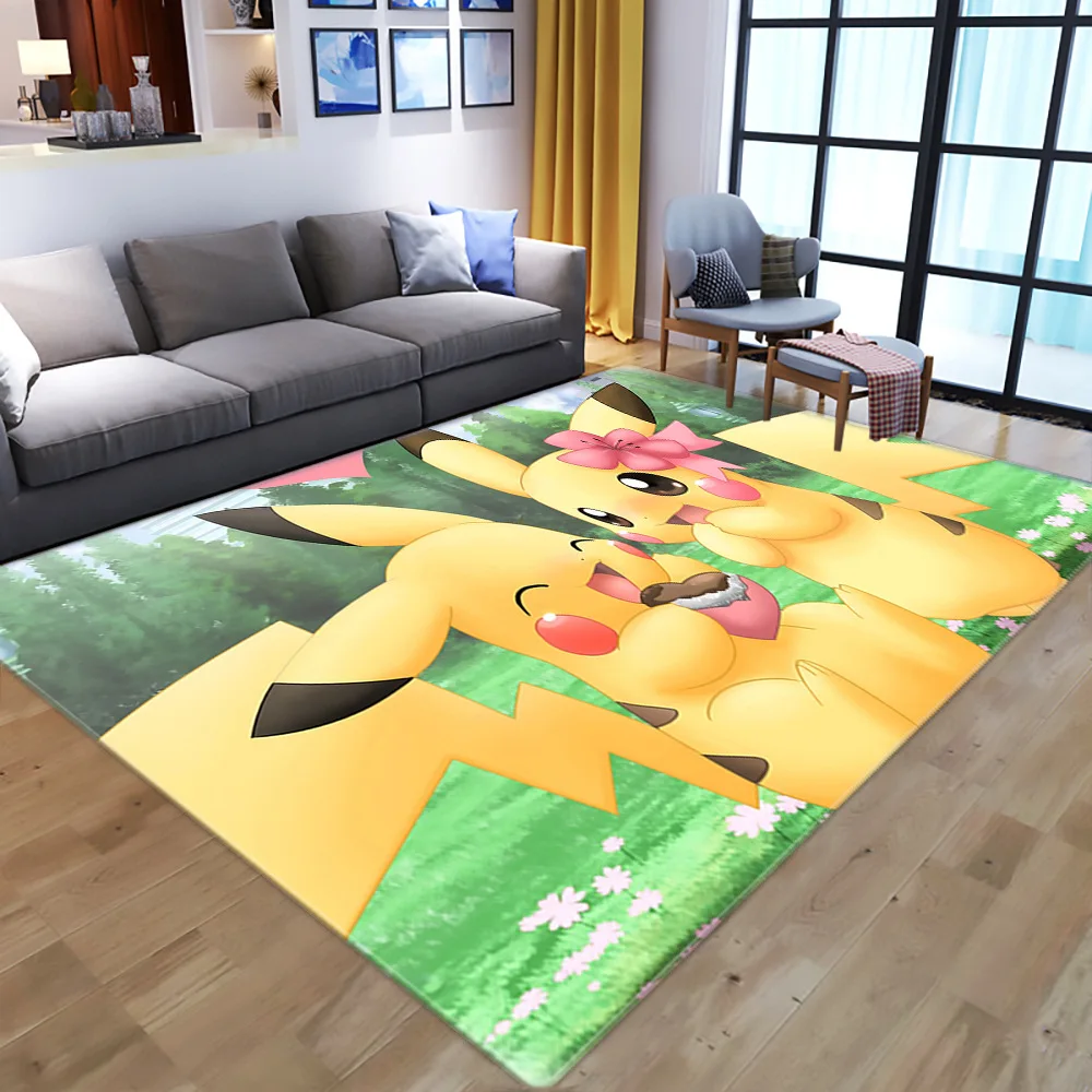 Pikachu Flannel Carpet Pokemon Bath Mat Anti-slip Door Floor Cartoon Kitchen Child Room Washable Rug Christmas Gift | Дом и сад