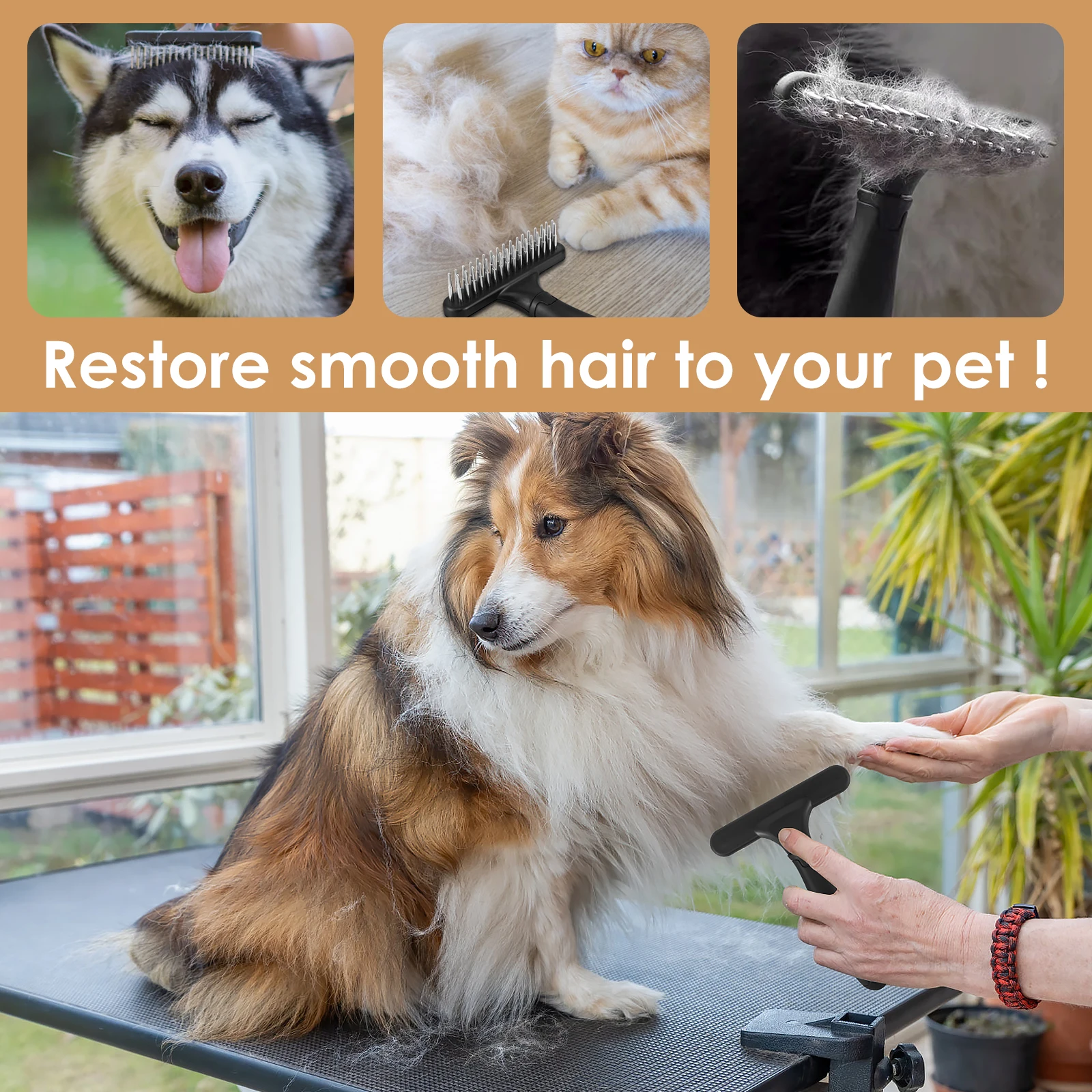 2Pcs Carpet Rake with Handle 2 Row Tooth Handheld Rug Brush Pet Hair Cleaning Brush Ergonomic Carpet Fluffy Restoration Tool