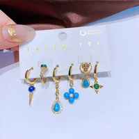 Yakemiyou 6pcs Turquoise Water Drop Star Dangle Earrings Set with Ear Cuff Gold Color Women Jewelry 2
