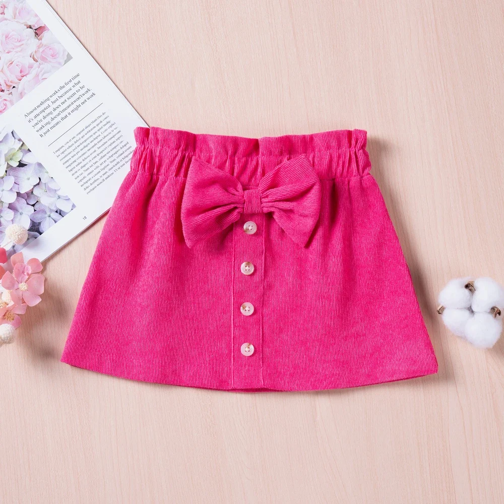 Baby Girls' Solid Button Skirt, Cute Bust