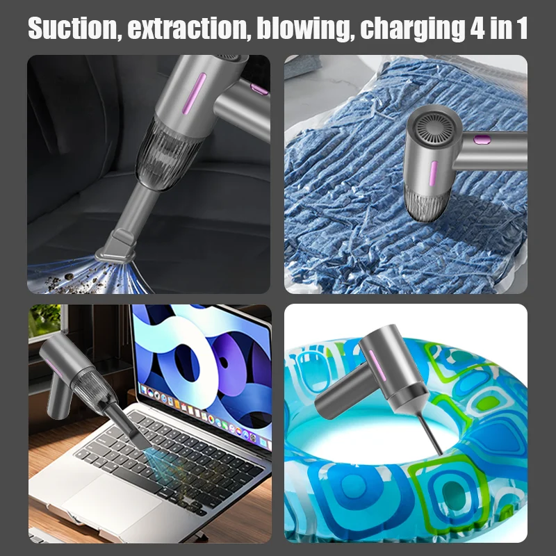 14000PA Car Vacuum Cleaner Mini Cleaning Machine Strong Suction USB Handheld for Car Home Appliance Portable Wireless Cleaner