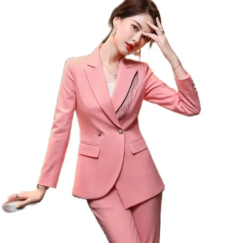 

Formal Uniform Designs Women Business Work Wear Blazers Professional Pantsuits with Pants and Jackets Coat Interview Clothes