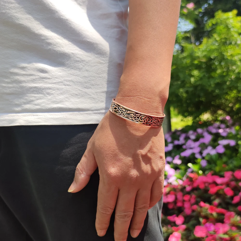 Meathly Viking Magnetarmbänder aus reinem Kupfer für Herren, Drache, verstellbare Manschette, Gesundheitsenergie, Armreifen mit hohem Magnetgehalt, Vorteile, Armbandschmuck_voghion.com