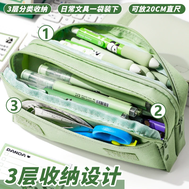 Hatisan Estuche Plegable De Gran Capacidad Para Lápices Con Cremallera, Bonito Estuche Para Niñas, Adolescentes, Escuela, Oficina, Universidad, Suministros Escolares Lindos (verde Negruzco