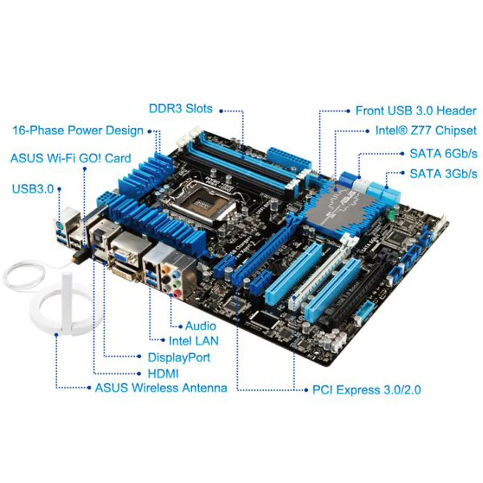 ASUS P8Z77-V PRO マザーボード CPU付属 Asus-マザーボードp8z77-v pro lga 1155 intel z77 hdmi sata 6