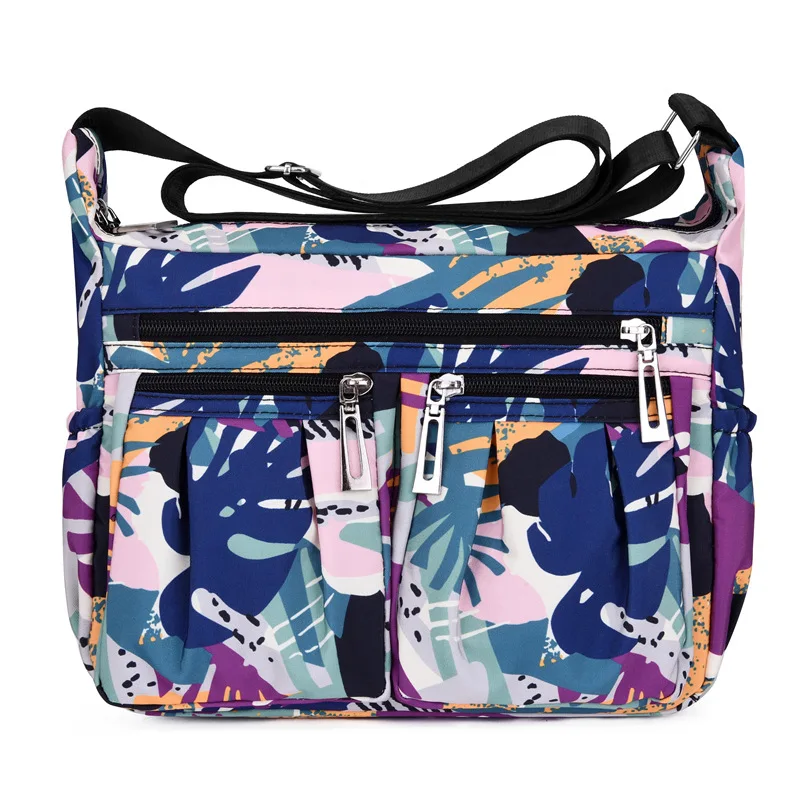 

Women Multi-Pockets Shoulder Bags Nylon Portable Travel Bag Large Capacity Waterproof Crossbody Bag Female Floral Handbag