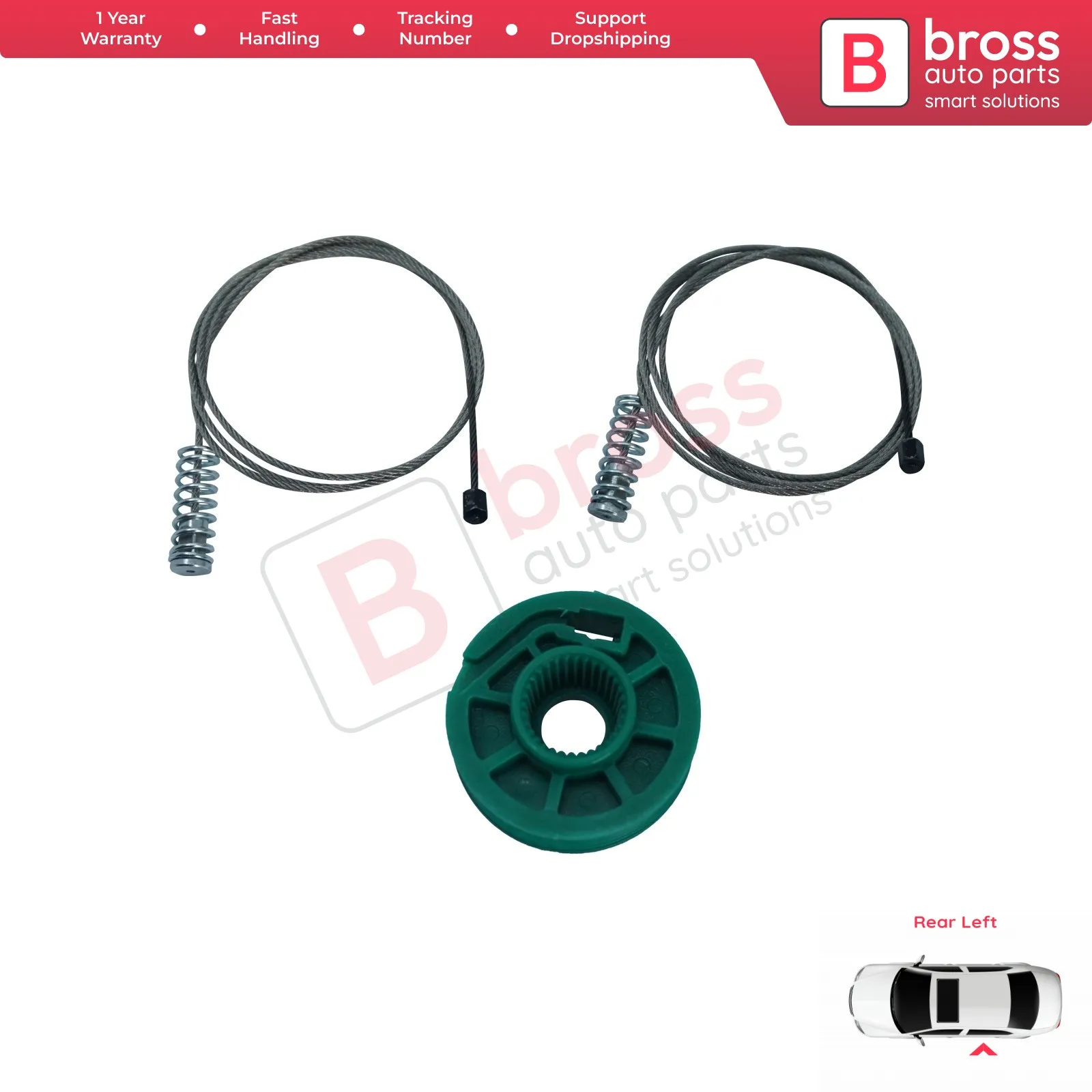 

Bross BWR5209 Window Regulator Repair Kit Rear Left 8 D0839461 for Audi A4 S4 B5. Fits: Audi A4 S4 B5 Typ 8D; 1994-2001