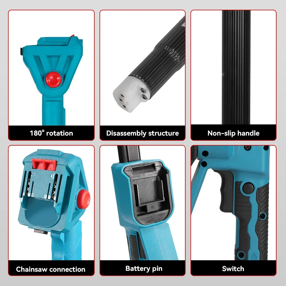 Brushless 8Inch Telescoping Pole Electric Chainsaw Oil Device High Branch Saw Garden Pruning Power Tool For Makita Battery Pin