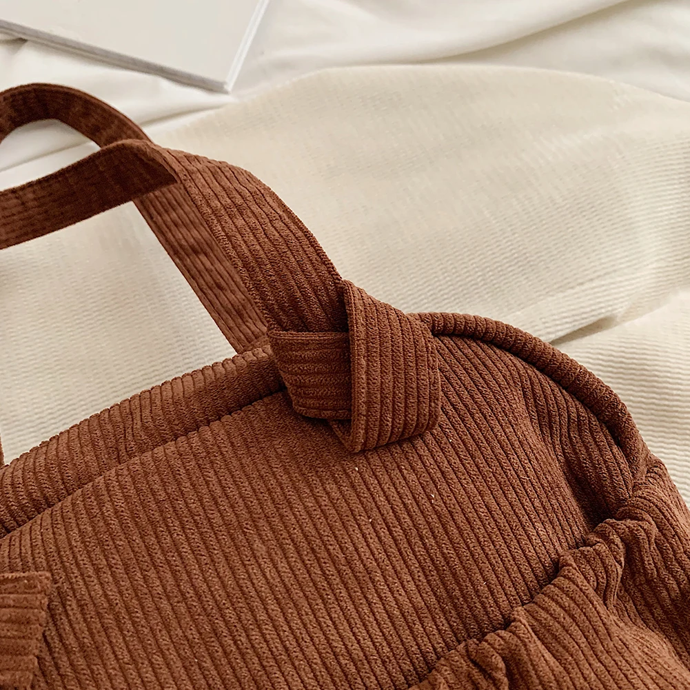 Corduroy Women Shoulder Bag with Interior Pocket for Work Travel