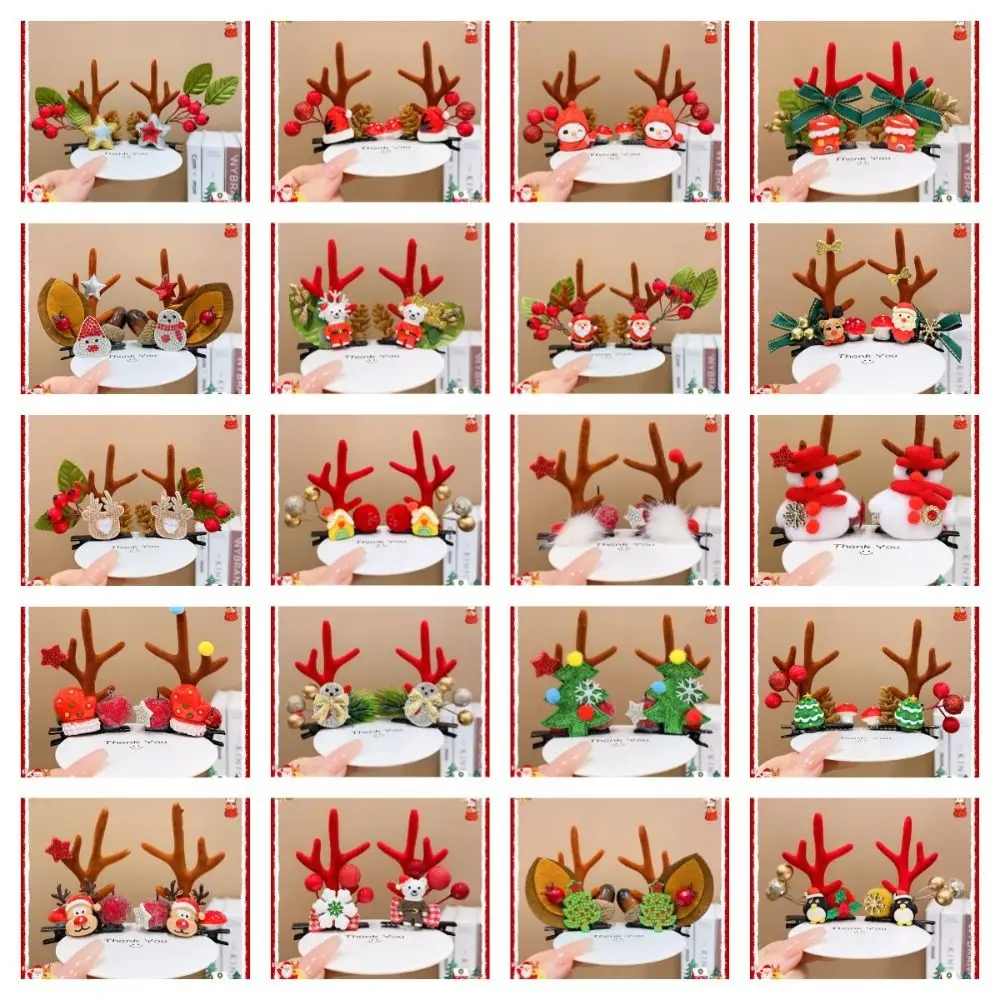 Merry Christmas Decor Christmas Hairpin Bowknot Sequin Christmas Hat Headabnd Snowflake Bear Children Deer Antler Hair Clip