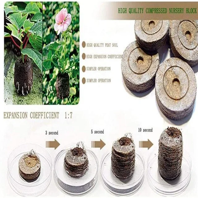 10Db Sűrített Tápanyag Talaj Óvodai Tőzegpellet Kerti Virágokhoz Palántablokkok Ültetése Palánták Termesztéséhez - Image 6