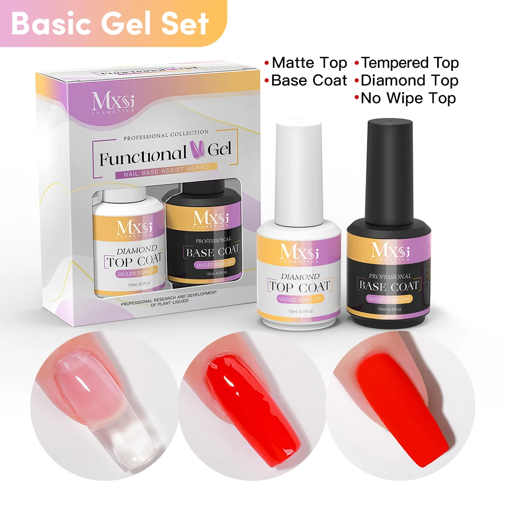 Mxsi Varnish Nail Art Set With Base Coat And Top Coat Diamond Topcoat Basecoat Gel Nail Polish For Art Design Tool Kit