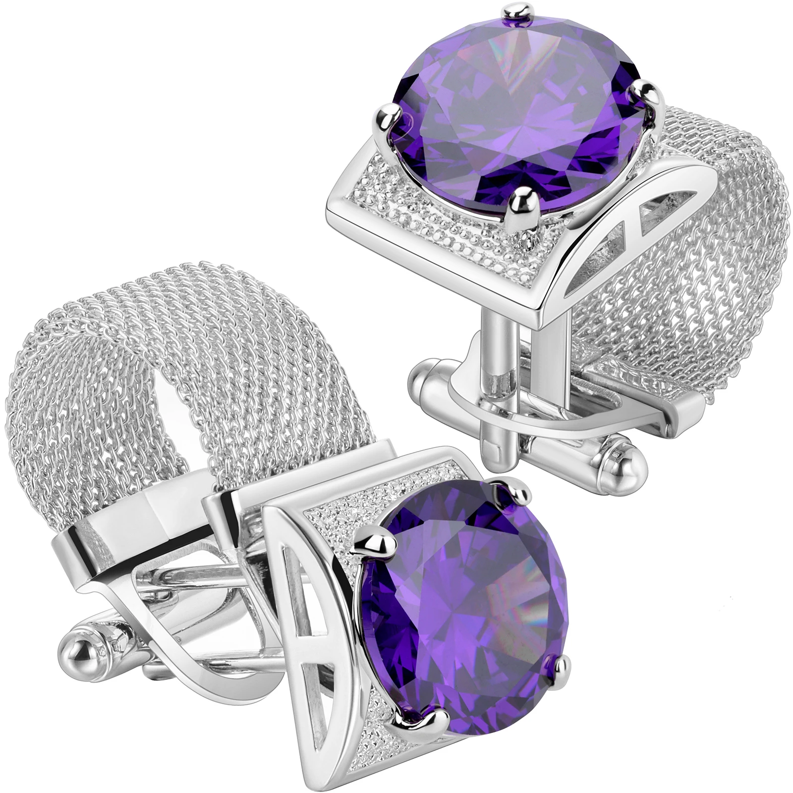 Mens Cufflinks HAWSON Crystal Cufflinks for Men French Shirt Luxury Silver Cuff Links for Wedding Business Gift