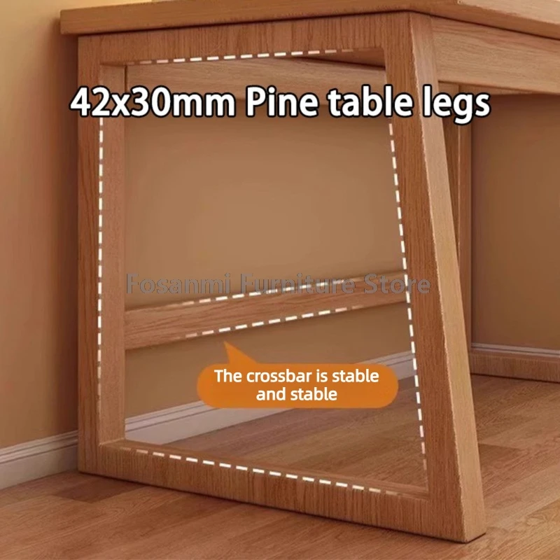 Natural Wood Desk Chair Set 3