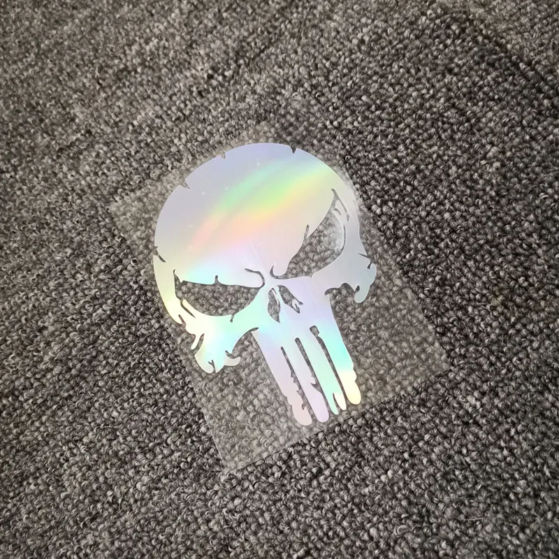 1PCS Reflective Motorcycle Tank Decals Car Stickers Punisher Skull Blood Helmet Waterproof Vinyl Accessories Creative 10x7.7cm