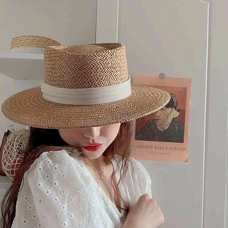 Outdoor Hiking Hat Summer Panama Straw Hats for Women Men Wide Brim Fedora Jazz UV Protection